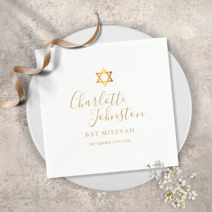 Serviette En Papier Bath Mitzvah Bar Mitzvah Étoile d'or de David