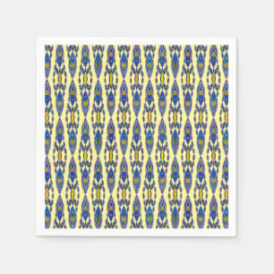 Serviette En Papier Batik tribal - bleu en acier, gris et jaune