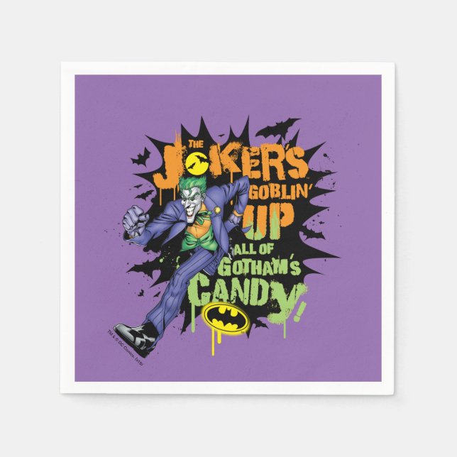 Serviette En Papier Batman | Joker's Goblin' Up All of Gotham's Candy (Devant)