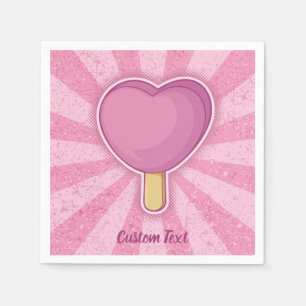 Serviette En Papier Bâton de crème glacée du coeur