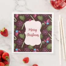 Bâtonnets de menthe poivrée de Noël et flocons de
