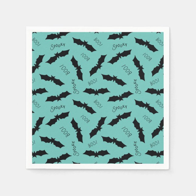 Serviette En Papier Bats Turquoises Cute Halloween Party Napkins (Devant)