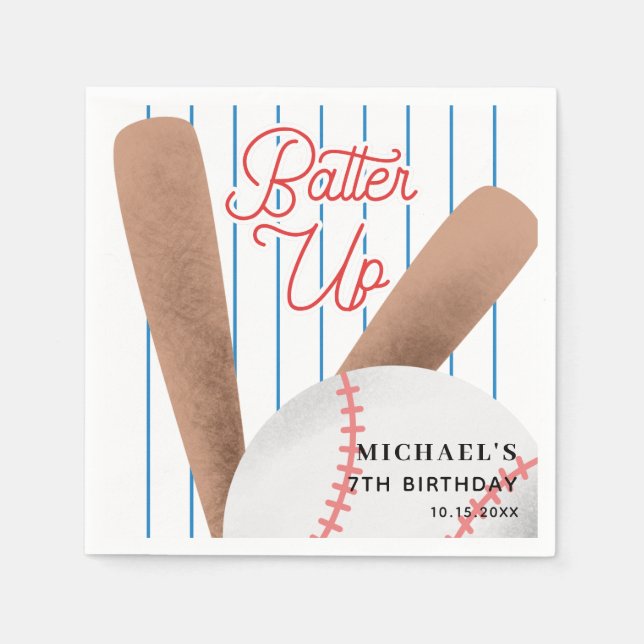 Serviette En Papier Batte Up Baseball Thème Anniversaire (Devant)