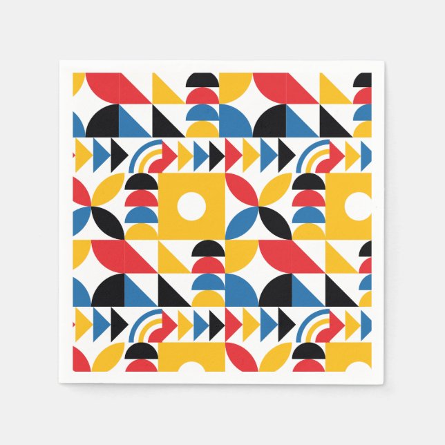 Serviette En Papier Bauhaus Inspiré Contemporain Mi-Siècle (Devant)
