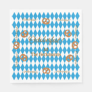 Serviette En Papier Bavarois bleu Octoberfest Pretzels