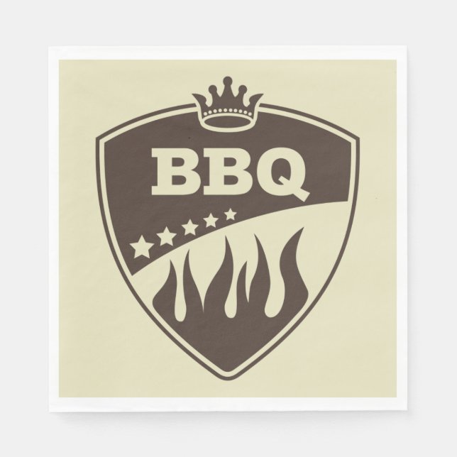 Serviette En Papier BBQ Barbeque Badge Logo Emblem (Devant)