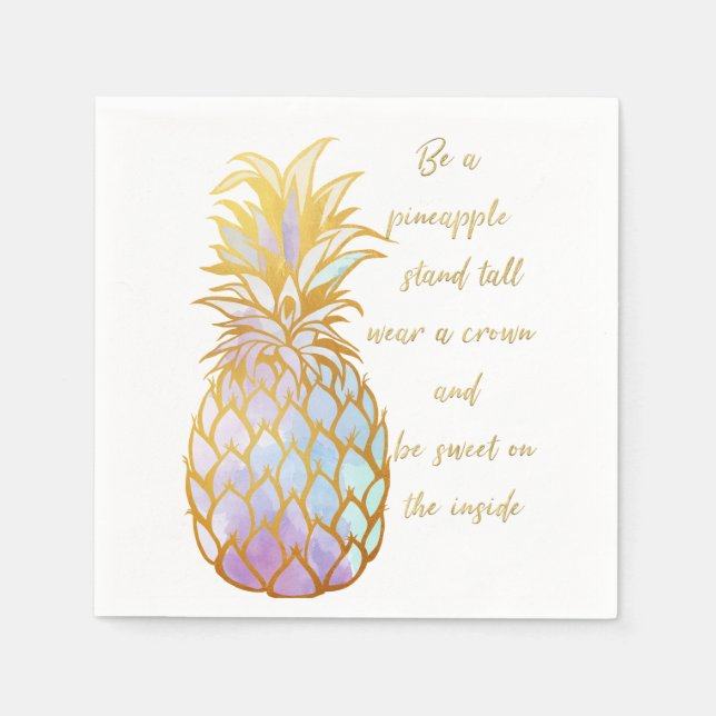 Serviette En Papier Be a Pineappy Watercolor Cocktail Napkin (Devant)