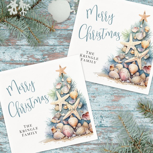Serviette En Papier Beach Christmas Party (Beach Christmas Party Napkins)