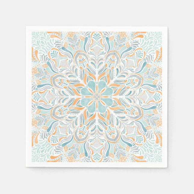 Serviette En Papier Beach Escape Watercolor Mandala (Devant)