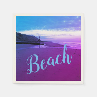 Serviette En Papier Beach in Mundesley, Norfolk in blue and purple