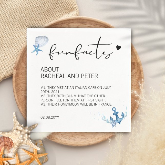 Serviette En Papier Beach Ocean Mariage Script Simple Fun Fun Faits (Créateur téléchargé)