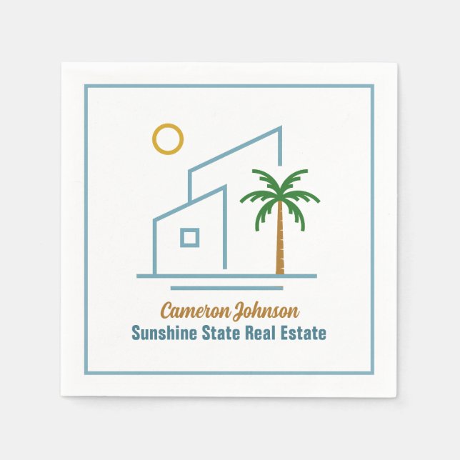 Serviette En Papier Beach Real Estate Company Cute Personnalisable (Devant)
