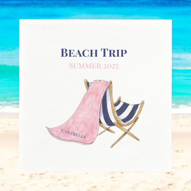 Serviette En Papier Beach Trip Chaise de plage Réunion personnalisée (Créateur téléchargé)