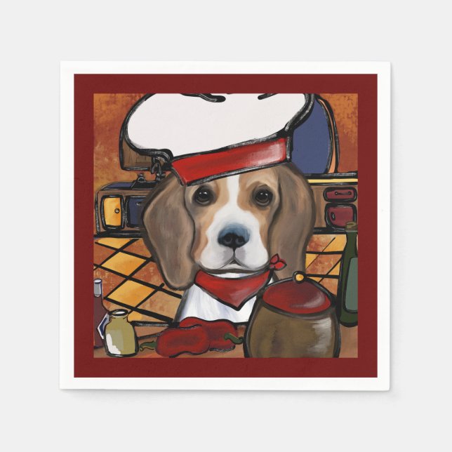 SERVIETTE EN PAPIER BEAGLE CHEF (Devant)