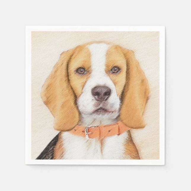 Serviette En Papier Beagle Hound Dog Peinture Animal Art original (Devant)