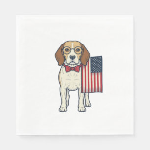 Serviette En Papier Beagle patriotique avec drapeau vintage vector art