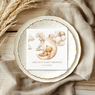 Serviette En Papier Bear Cute Over the Moon Baby shower