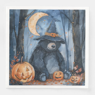 Serviette En Papier Bear d'Halloween à l'aquarelle mignonne pour la fê
