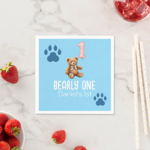 Serviette En Papier Bearly One Ours en peluche marron pour le premie