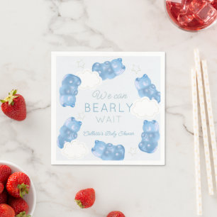 Serviette En Papier Bearly Wait Blue Gummy Bear Boy Baby shower