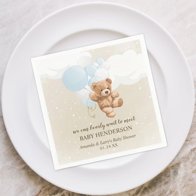 Serviette En Papier Bearly Wait Dusty Blue Teddy Bear Napkins (Créateur téléchargé)