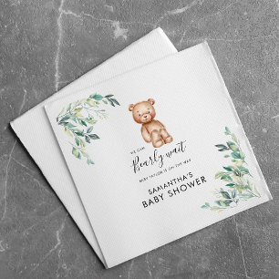 Serviette En Papier Bearly Wait Eucalyptus Script Baby shower papier