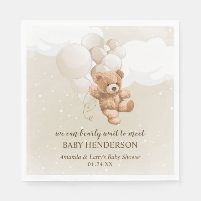 Serviette En Papier Bearly Wait Neutral Teddy Bear (Devant)