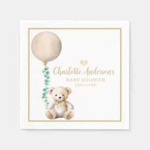 Serviette En Papier Bearly Wait Neutral Teddy Bear Baby shower serviet