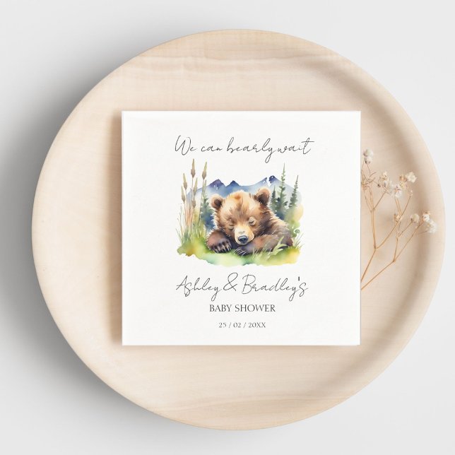 Serviette En Papier Bearly wait ourson aventure en oursons attend le b (Bearly wait bear cub adventure awaits baby shower napkins personalized baby shower tableware cute)