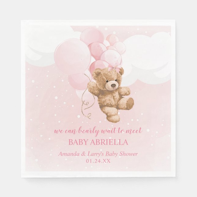 Serviette En Papier Bearly Wait Pink Teddy Bear Napkins (Devant)