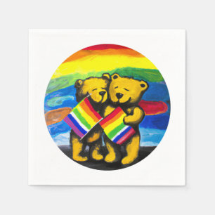 Serviette En Papier Bears Love Couple LGBT Arc-en-ciel