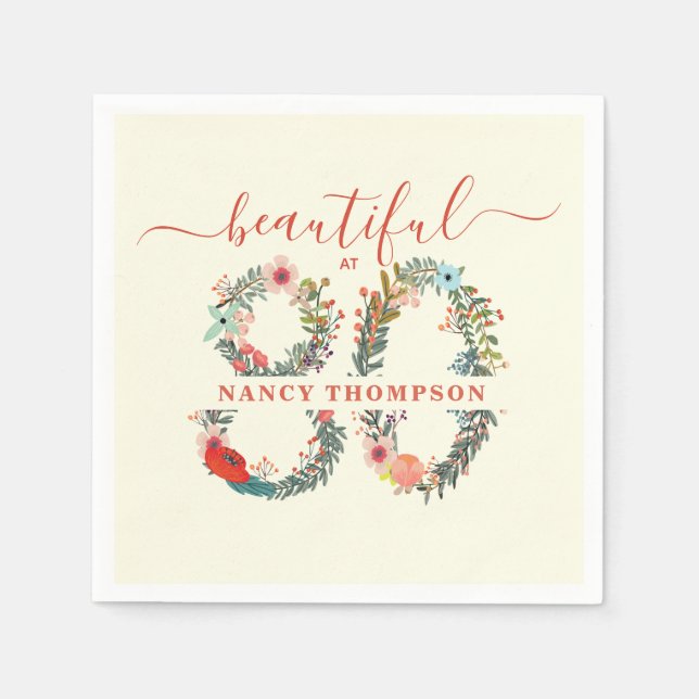 Serviette En Papier Beau à 80 Anniversaire Sticker (Devant)