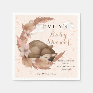 Serviette En Papier Beau Bambi & Fleurs Pastel Baby shower rose Nap