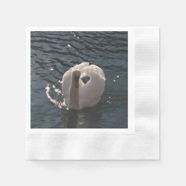 Serviette En Papier Beau cygne blanc (Devant)