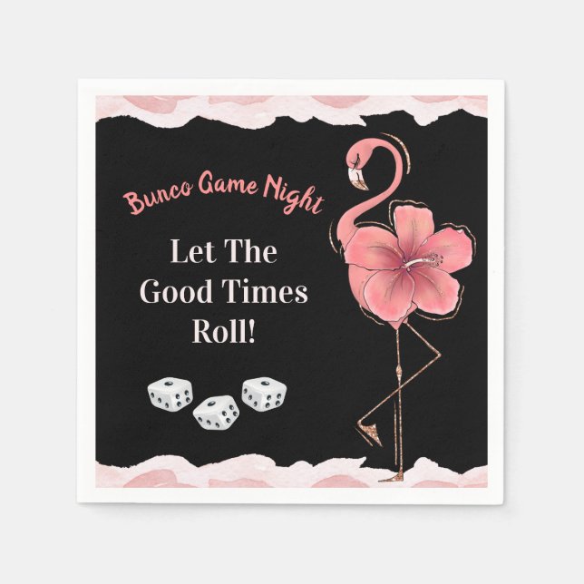 Serviette En Papier Beau dés Bon TImes Roll Flamant rose rose Bunco (Devant)