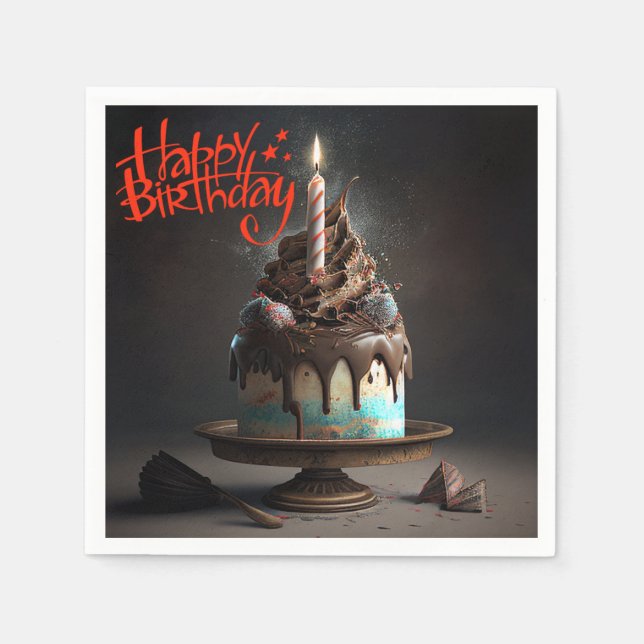 Serviette En Papier Beau gâteau Joyeux Cadeaux d'anniversaire Amour (Devant)