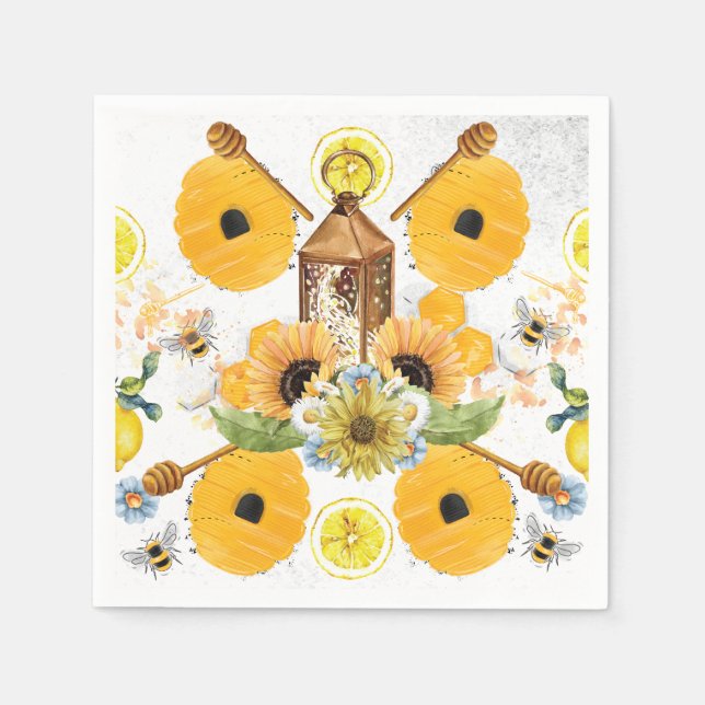 Serviette En Papier Beau Jardin Bee Tournesol (Devant)