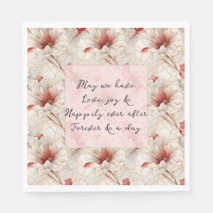 Serviette En Papier Beau Mariage romantique à fleurs rouges