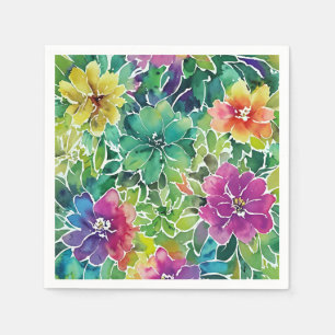 Serviette En Papier Beau Motif de fleurs d'aquarelle