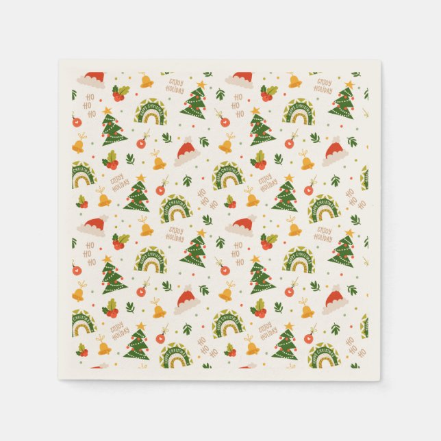 Serviette En Papier Beau Motif de Noël (Devant)