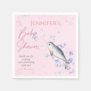 Serviette En Papier Beau océan bébé Narwhal bulles Baby shower
