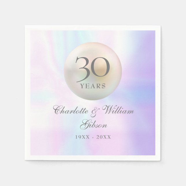 Serviette En Papier Beau Pearl 30e anniversaire de Mariage (Devant)