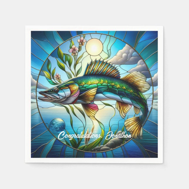 Serviette En Papier Beau poisson d'eau douce et lac bleu (Devant)