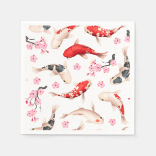 Serviette En Papier Beau poisson rouge japonais Koi