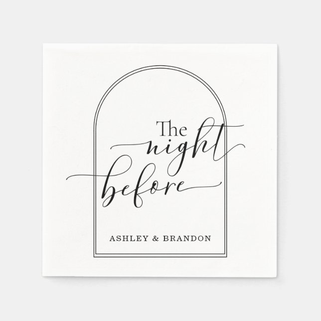 Serviette En Papier Beau Script Minimal La Nuit Avant Les Serviettes (Devant)