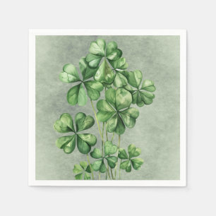 Serviette En Papier Beau Shamrock d'aquarelle verte