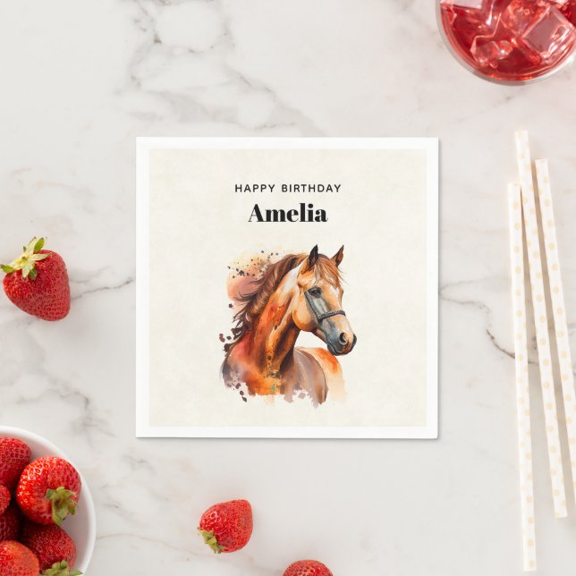 Serviette En Papier Beau Sorrel Horse Portrait Anniversaire (En situation)