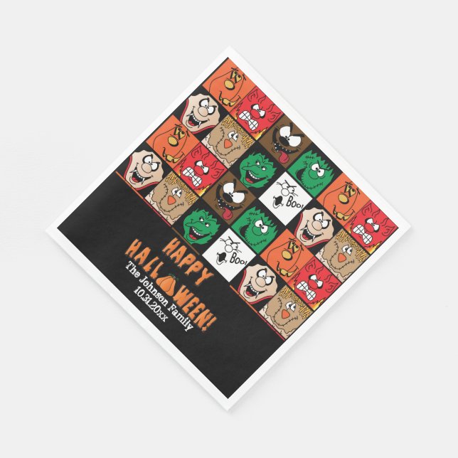 Serviette En Papier Beaucoup de visages d'Halloween effrayants (Coin)