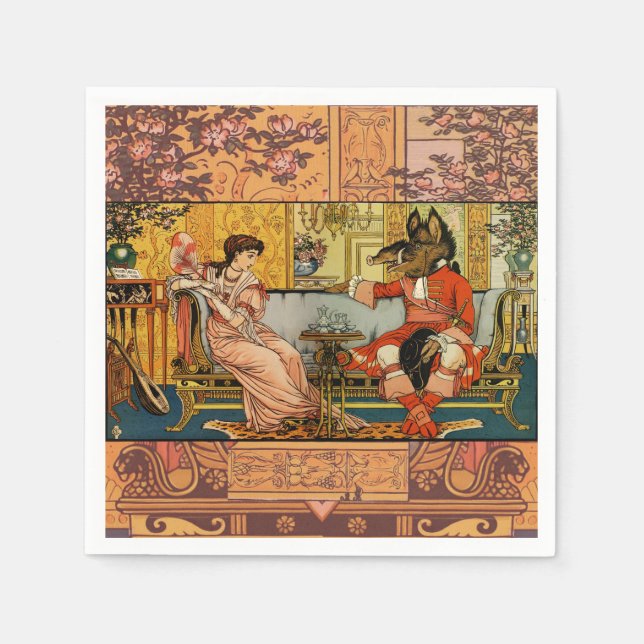 Serviette En Papier Beauté Beast Classic Fairy Tale Caractères (Devant)