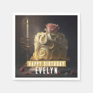 Serviette En Papier Beauté et gâteau d'anniversaire de la bête -